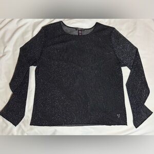 Victoria's Secret Black Sparkle Long Sleeve Shear Top
